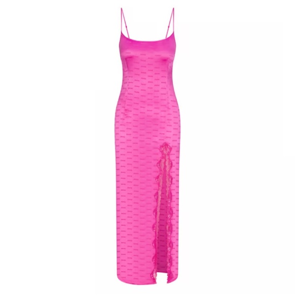 Skims Jacquard Lace Long Dress - Hot Pink